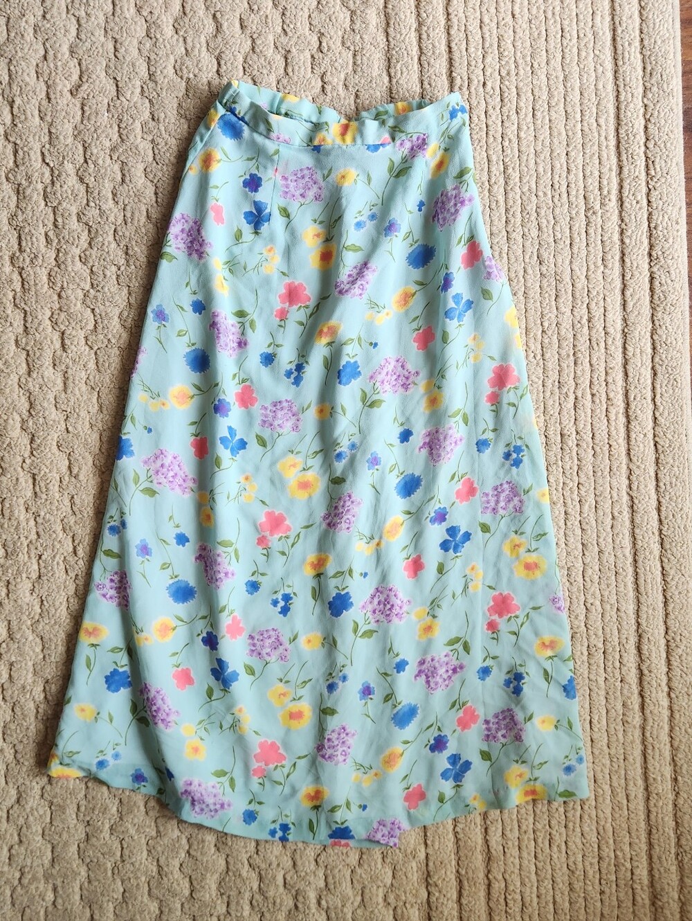 Floral A-Line Midi Skirt - Pastel Floral